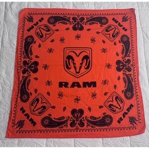Vintage Mopar Dodge RAM Trucks 90s Bandana Orange Black Logo Square Scarf 21x21